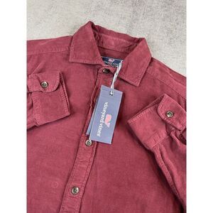 *NWT* Vineyard Vines Shirt Mens (XS) Burgendy Button Corduroy Whale Classic Fit